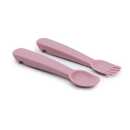 Stoffige roze baby bestek set