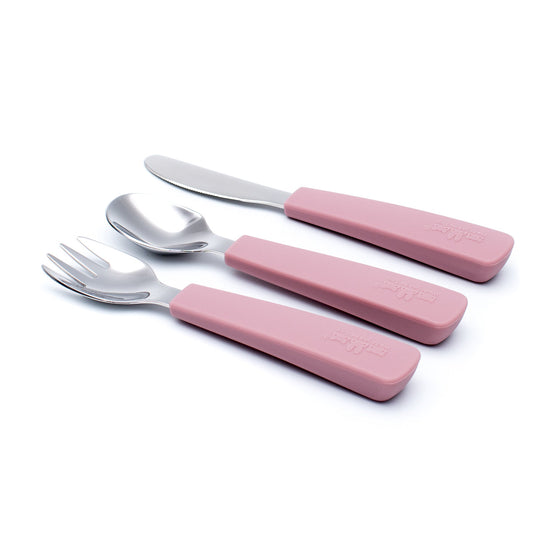 Stoffige roze kinder bestek set