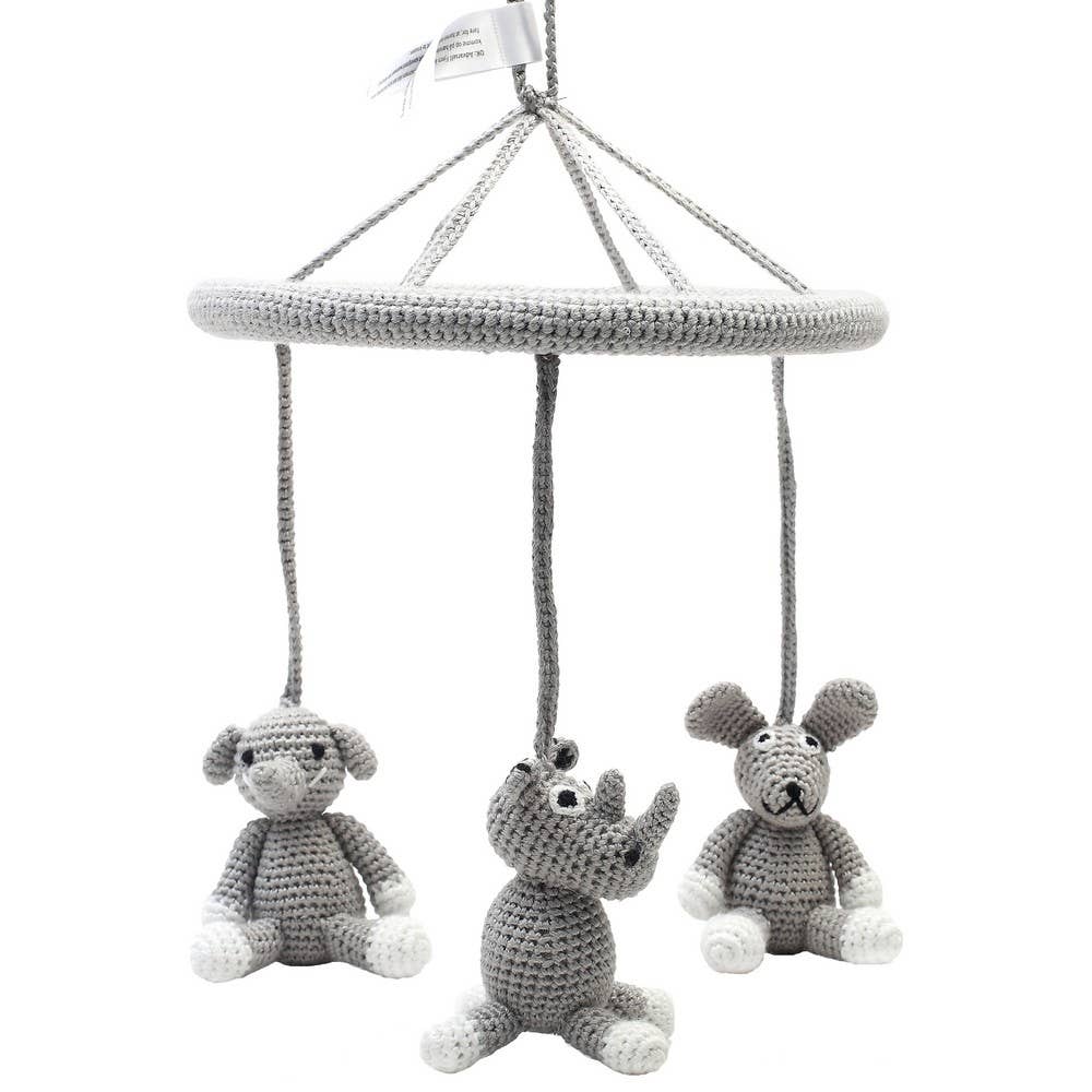 Mobile with rabbit, elephant and rhinoceros