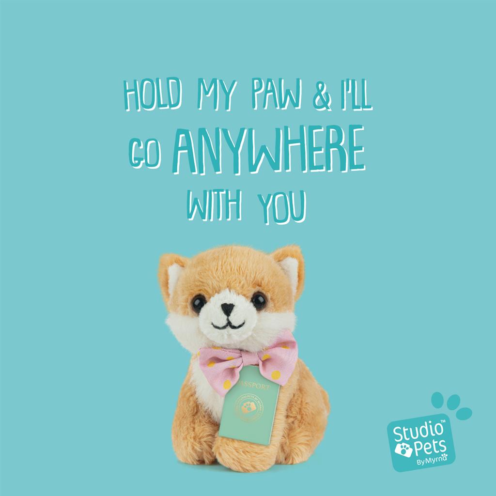 Studio Pets Mini Peluche : CHIOT Poméranien PomPom 8cm, comprend un mini carnet