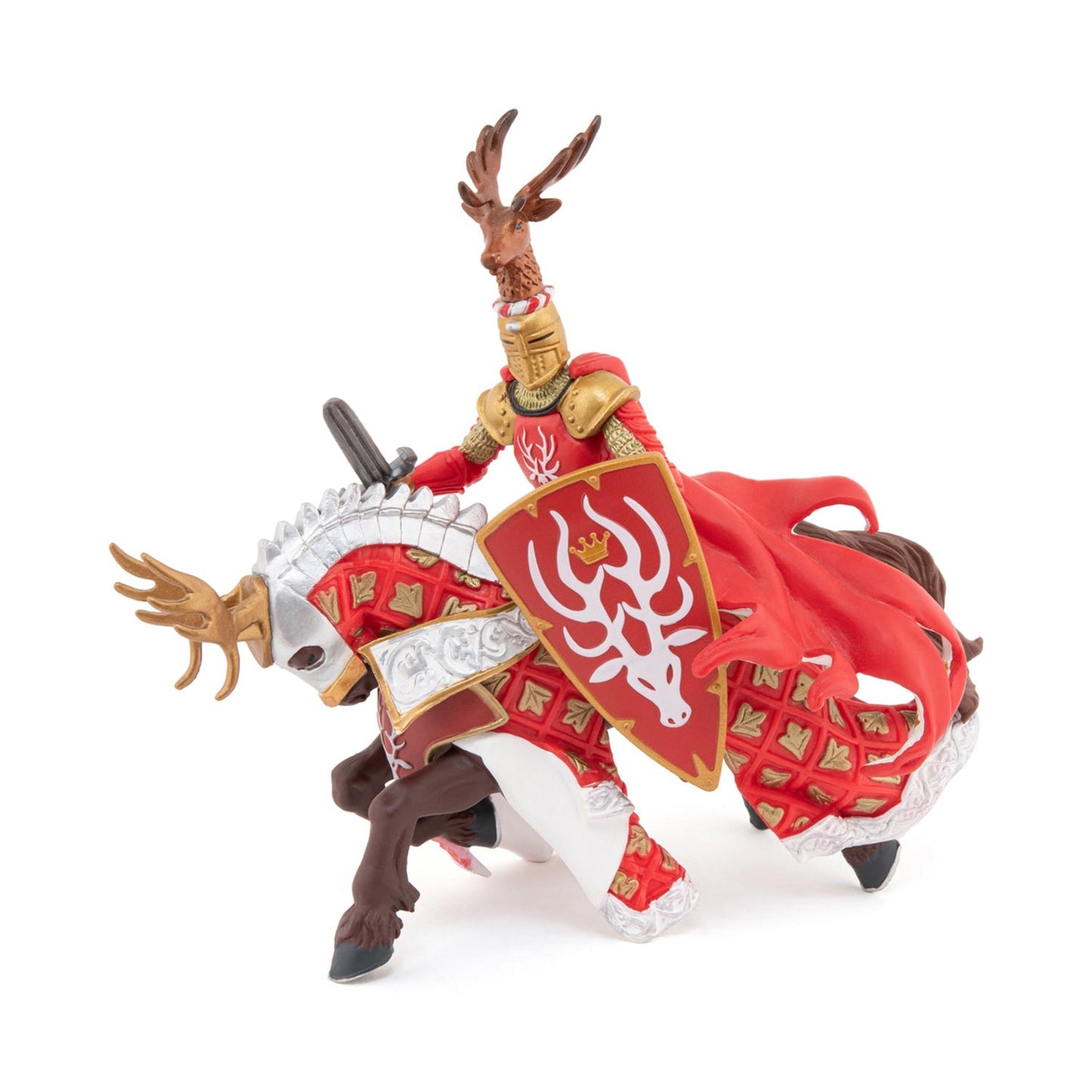 Figurine Cheval du Maître des armes cimier cerf Papo - personnage médiéval