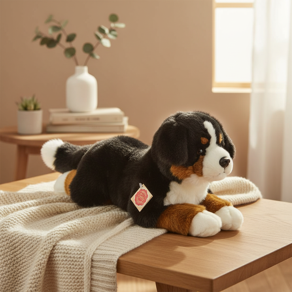 Bernese Mountain Dog Plush Toy - Lying Down