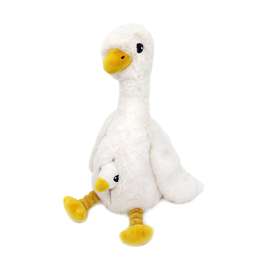 LES PTIPOTOS - PLÜSCHTIER GANS MUTTER & BABY 36CM WEISS