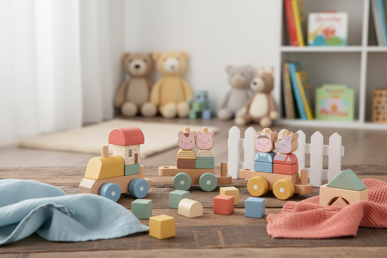 Wooden Train The Three Little Pigs