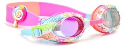 Bling2o LUNETTES DE NATATION: PIXIE STICKS - Bâtons de Sucre d'Orge, multicolore, silicone, sangle réglable, Protection UV à 100 %, anti-buée, en boîte de rangement transparente, 3+