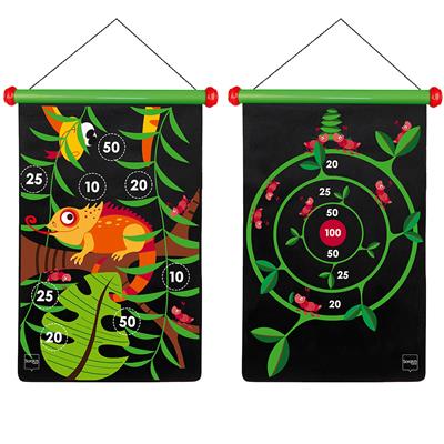 Scratch Active Play: JEU DE FLÉCHETTES MAGNÉTIQUES Jungle 36x55cm, imprimé en double face, en tube, 5+