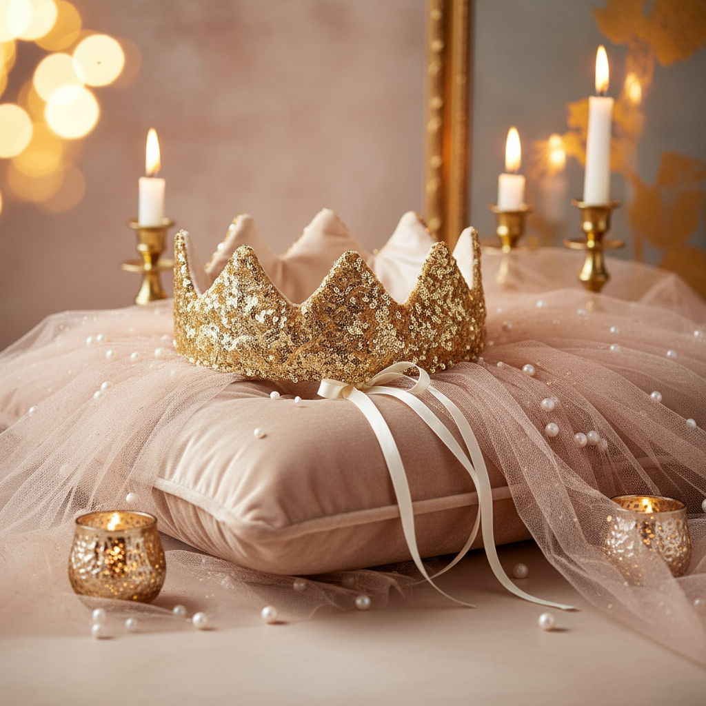 Couronne de princesse ornée de sequins dorés - Luciole et Petit Pois - photographie 4