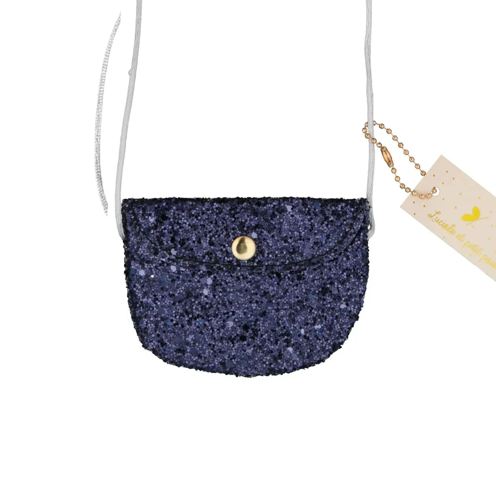 Porte-monnaie pailleté bleu marine - Luciole et Petit Pois