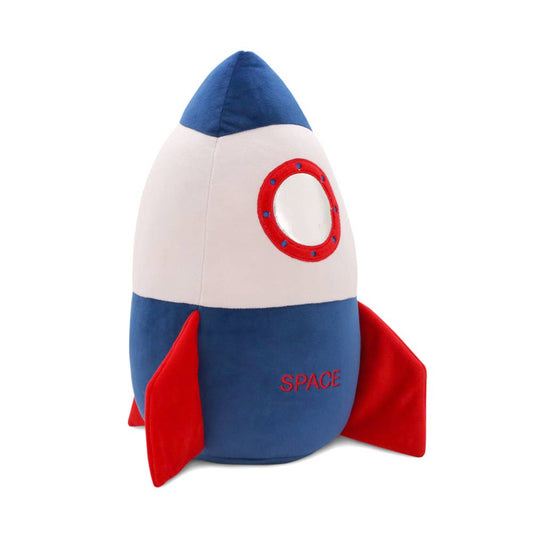 Coussin peluche fusée 35 cm