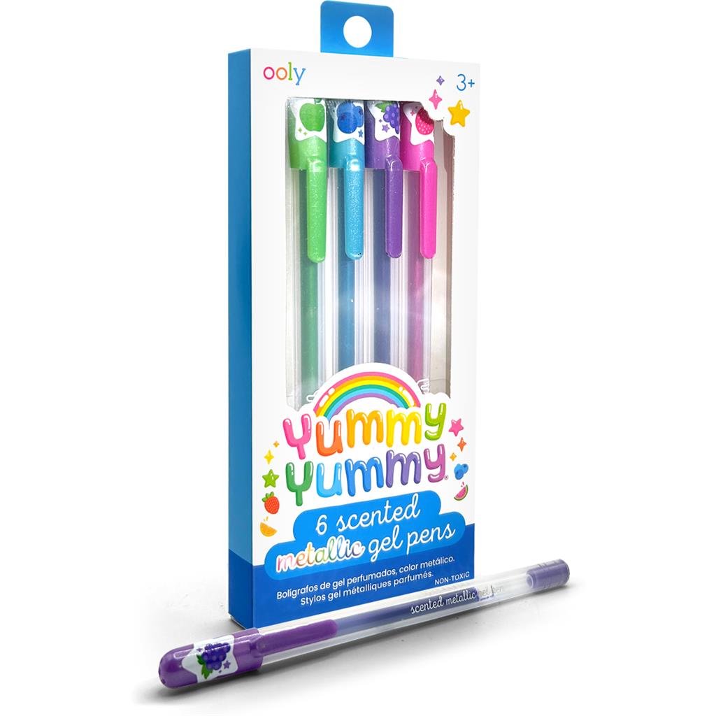 Stylos gel métalliques parfumés Yummy Yummy, lot de 6 OOLY — présentation du produit, vue 6