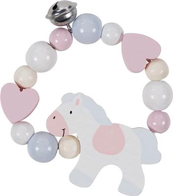 Goki Baby Hochet: CHEVAL diam.9cm, avec élastique, bois