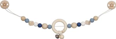 Goki Baby Hochet pour Landau: COEUR bleu L40cm, avec clips, en bois et silicone