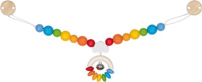 Goki Baby Hochet pour Landau: ARC-EN-CIEL L40cm, avec clips, en bois, en boîte fenêtre