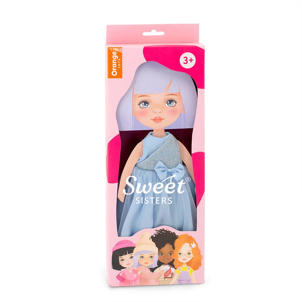 Clothing set: blue satin dress - 28 cm