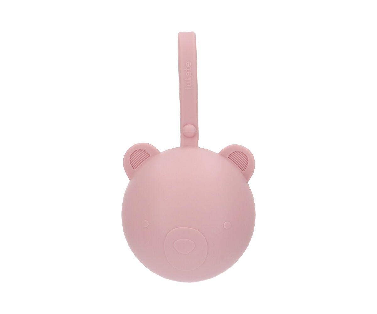 Porte-sucette en silicone Ours rose - vue 4