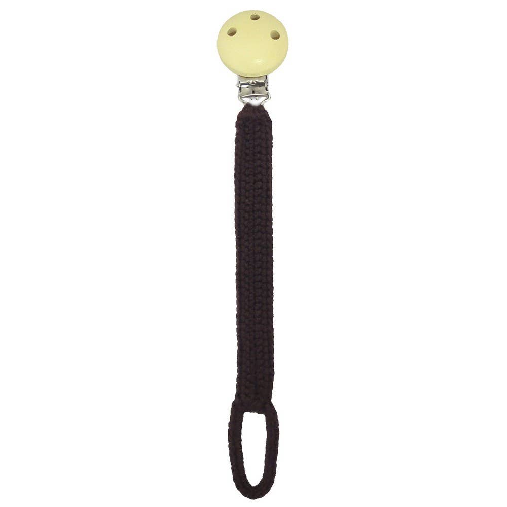 Crochet Pacifier Clip - Dark Brown