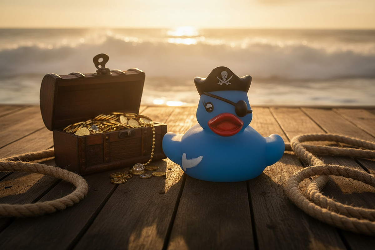 Petit Canard de bain Pirate Bleu – visuel produit