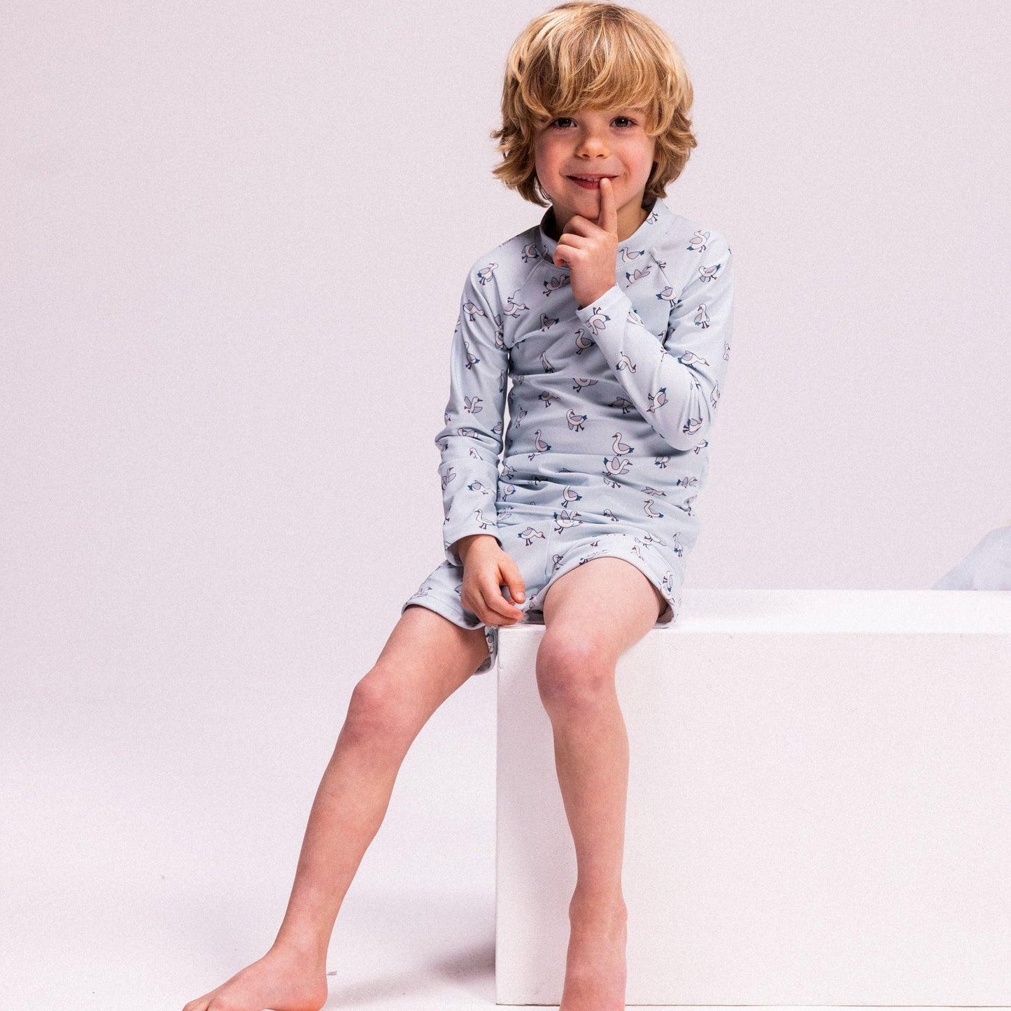 UV Protection Long-Sleeved Swim T-Shirt - Blue - Little Seagull