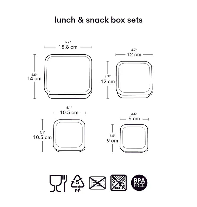 Pack of 4 Snack and Lunch Boxes - Flower