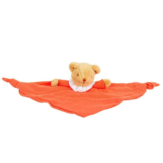 Triangle Bear Comforter with Rattle - Organic Coral Cotton
