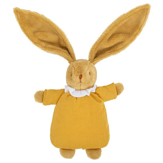 Kuscheltier-Schutzdecke Hase mit Rassel – Curry