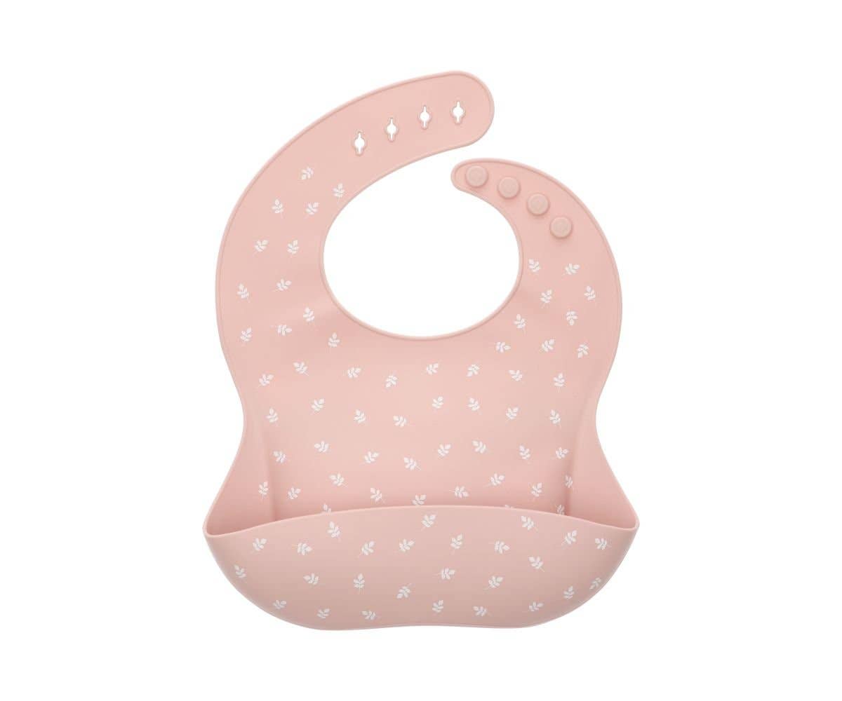 Pink Leaf Silicone Bib