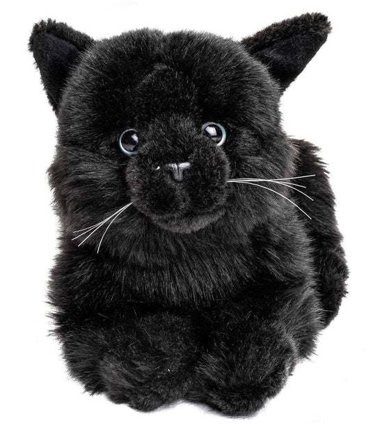 Plush Cat Lying Down - Black