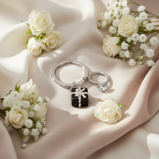Black Engagement Keychain