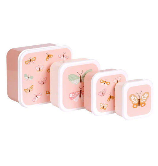 Pack of 4 Snack and Lunch Boxes - Butterflies