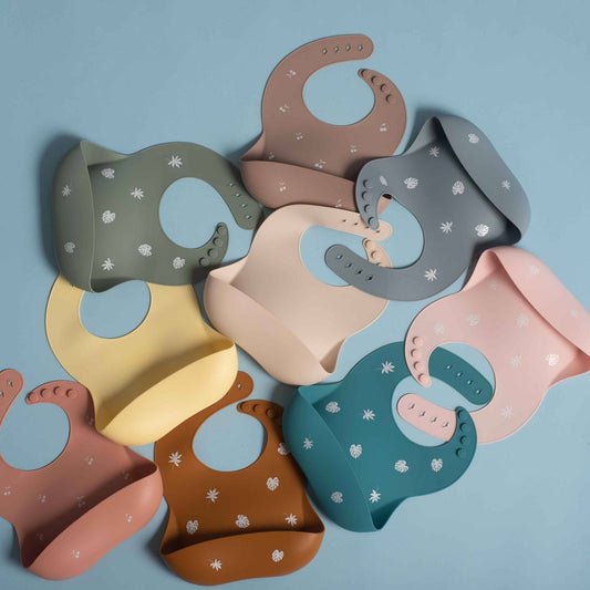 Bavoir en silicone Shayan Cerises - Taupe