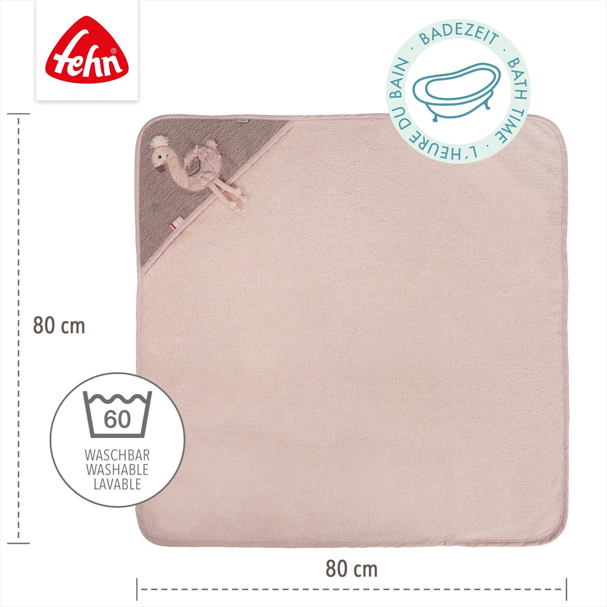 Kapuzenbadetuch Flamingo