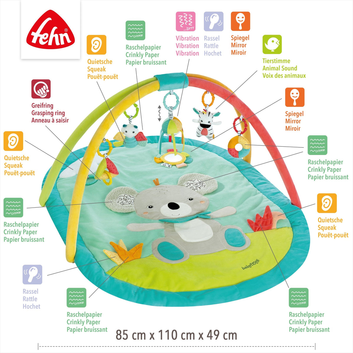 Tapis d’éveil 3D koala – 85 × 110 cm