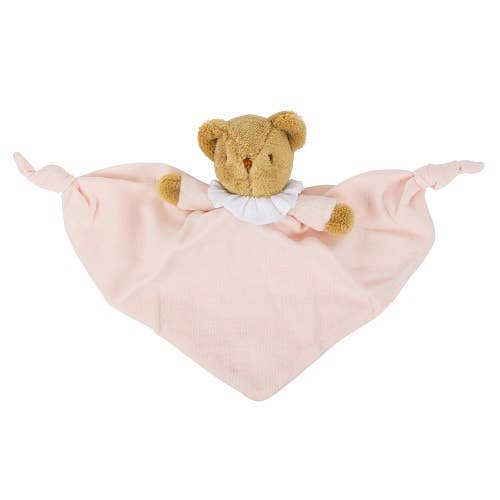 Triangle Bear Comforter with Rattle - Organic Cotton Powder Pink