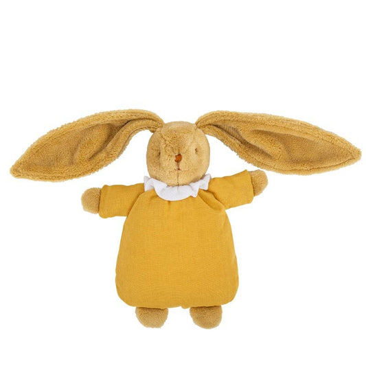 Kuscheltier-Schutzdecke Hase mit Rassel – Curry