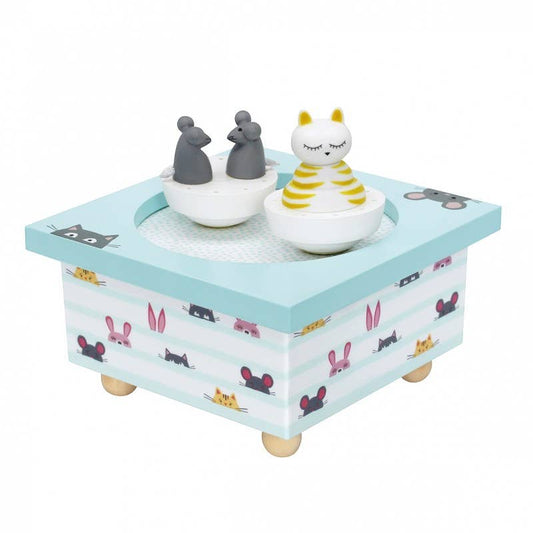 Dancing Cat & Mouse Music Box