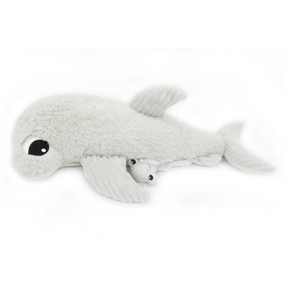 Ptipotos Plush Toy Mother and Baby Hammerhead Shark - Light Grey