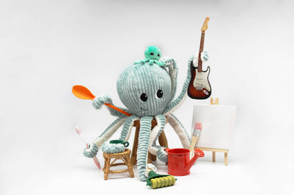 Plüsch-Oktopus Filou Mama und Baby mintfarben – Les Ptipotos