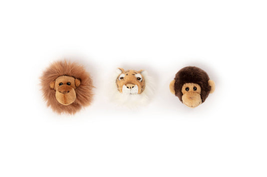 Mini Wall Decoration Plush Animal Heads: Jungle Set