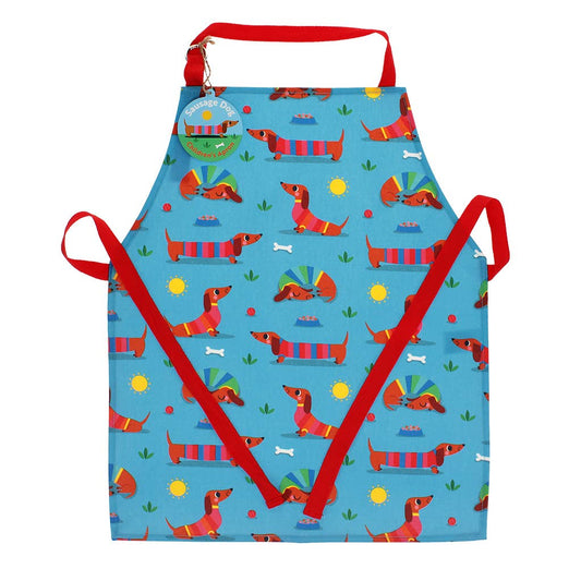 Washable Cotton Kids Apron - Sunny Dachshund