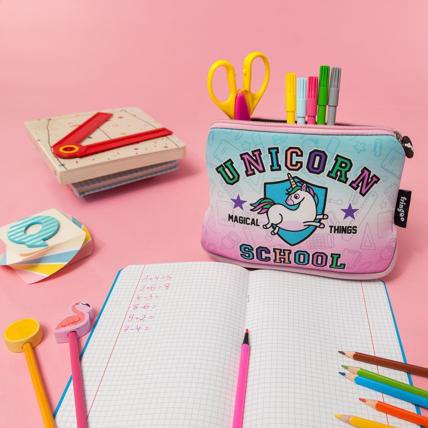 Grande trousse scolaire imprimée – licorne scolaire