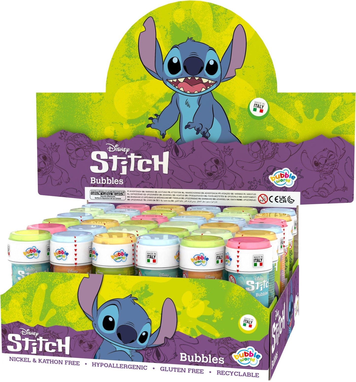 Stitch Disney Seifenblasen-Set – Display mit 36 Flaschen à 60 ml