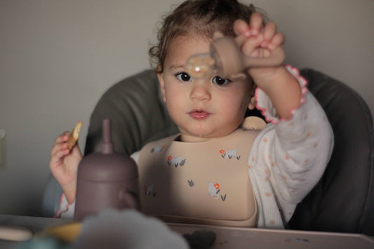 Bavoir en silicone Shayan Chats- crème