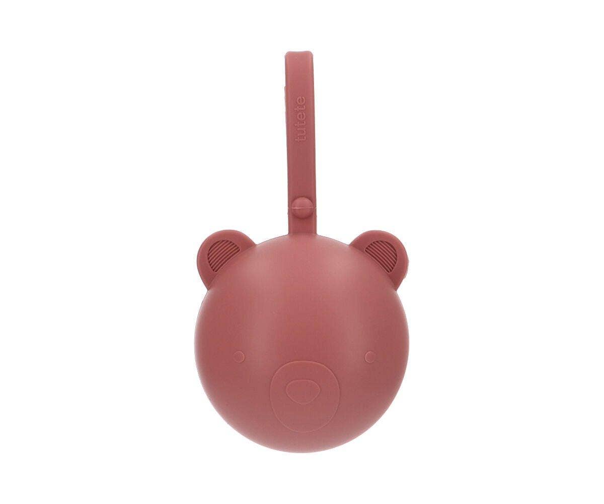 Silicone Pacifier Clip Dusty Pink Bear