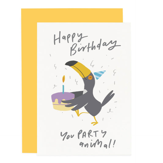 Carte de Vœux Toucan "Happy Birthday You Party Animal!"