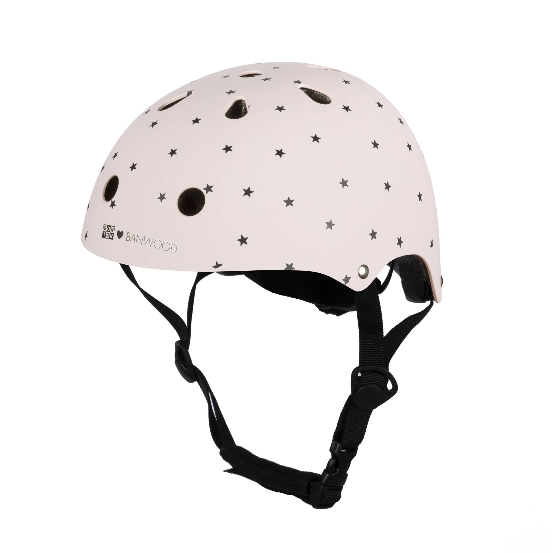 casque enfant rose mat etoiles banwood