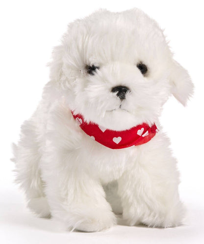 Standing Maltese Bichon Plush - With bandana