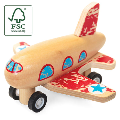 Avion en Bois à Friction – Modèle Assorti
