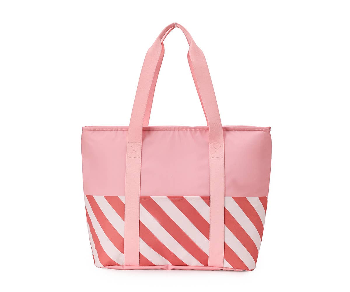 Bloom & Blush Striped Insulated Tote Bag