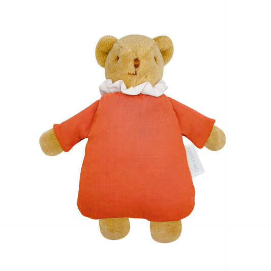 Coral Organic Cotton Teddy Bear Snuggle with Rattle