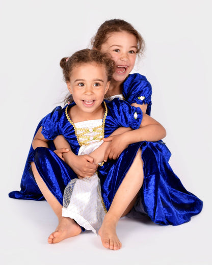 Blue velvet princess dress for 2-4 years (size 98-104)